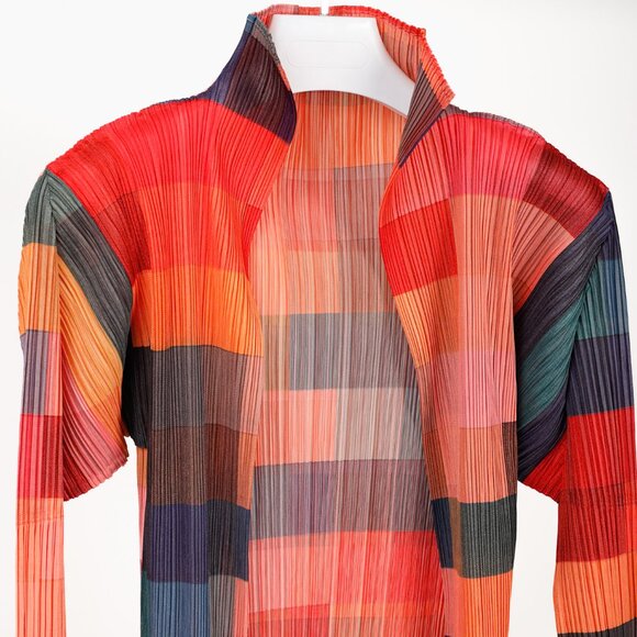 Pleats Please Issey Miyake Archival Multicolour Gradient Squares Jacket, Size XL - Picture 3 of 9